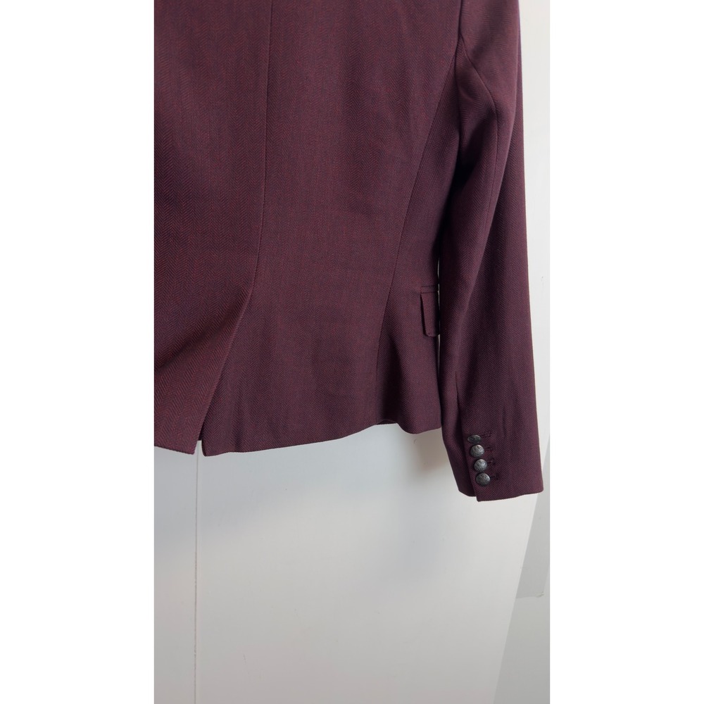 Banana Republic Burgundy Herringbone Blazer Petite 2P Two Button Crested Jacket - Picture 10 of 10